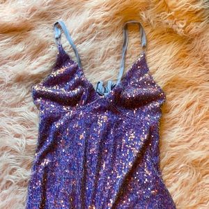 Free People Gold Rush Lilac Sequin Dress Size Small